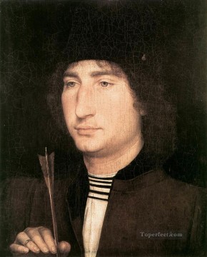 portrait of a man holding a book Painting - Portrait of a Man with an Arrow 1478 Netherlandish Hans Memling